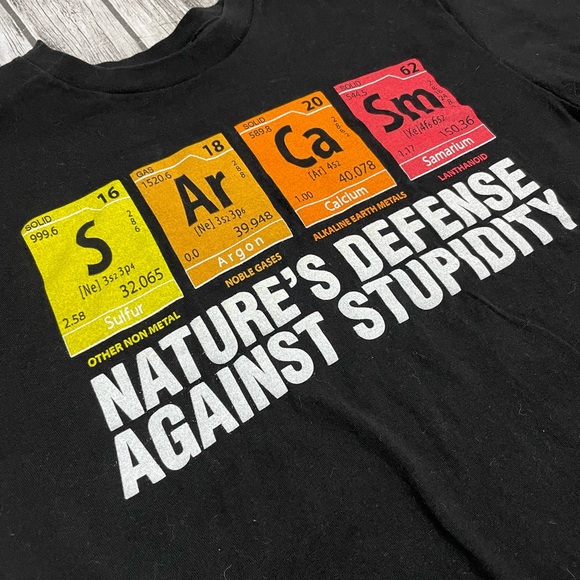 Men’s Medium SARCASM Natures Defense Against Stupidity funny Periodic Table EUC - Picture 2 of 4